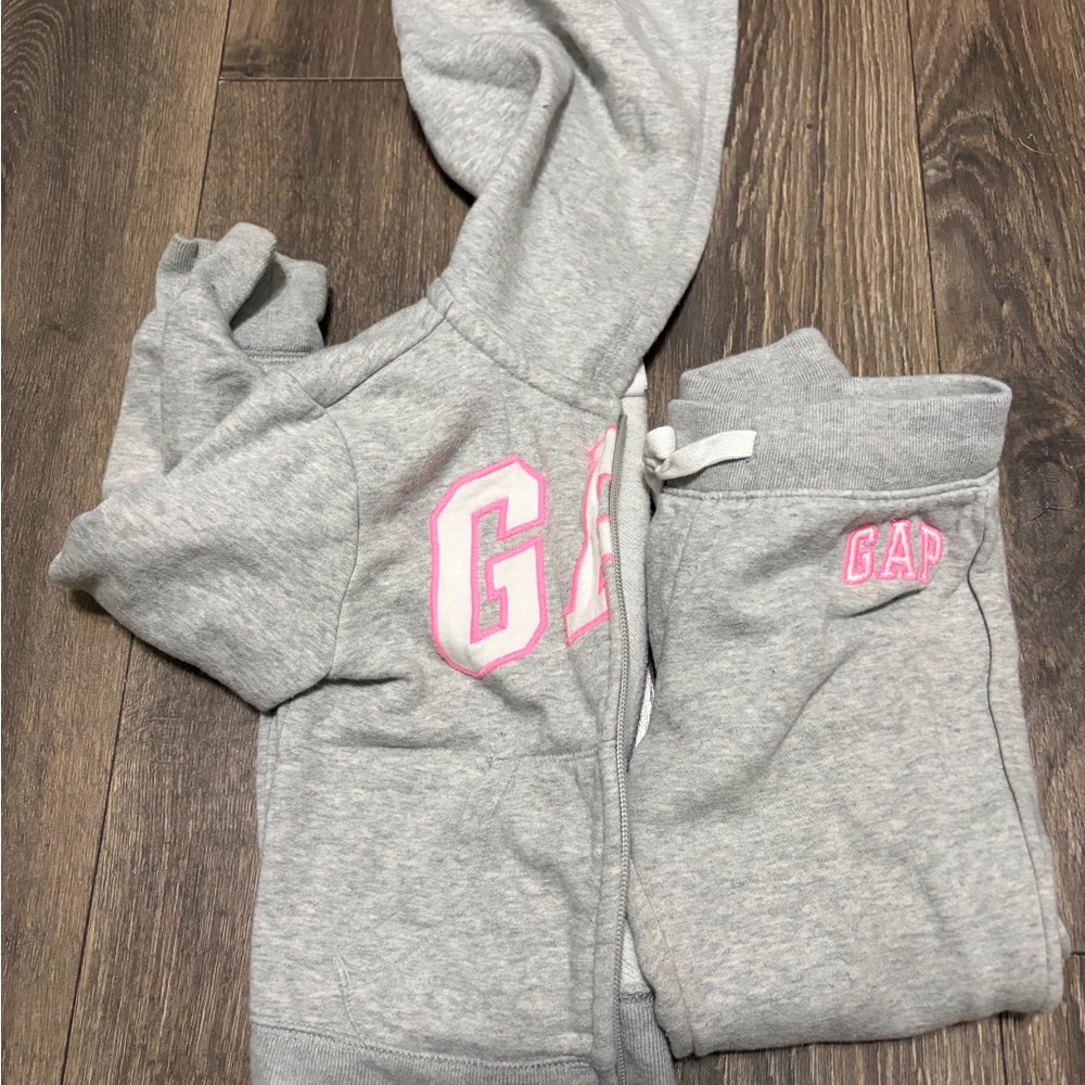 GAP Gray Joggers with Pink Logo Accents